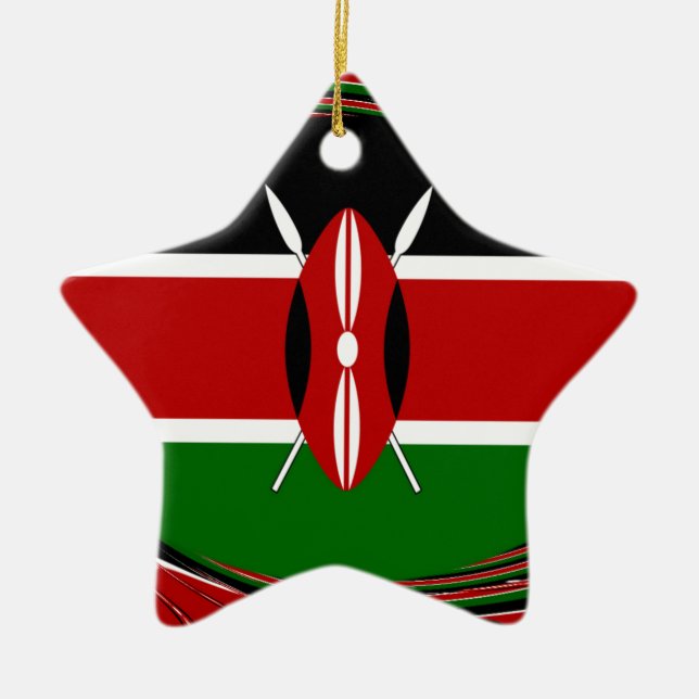 Ornement Étoile En Céramique Kenya Drapeau Art - Patriotique & Design Moderne (Devant)
