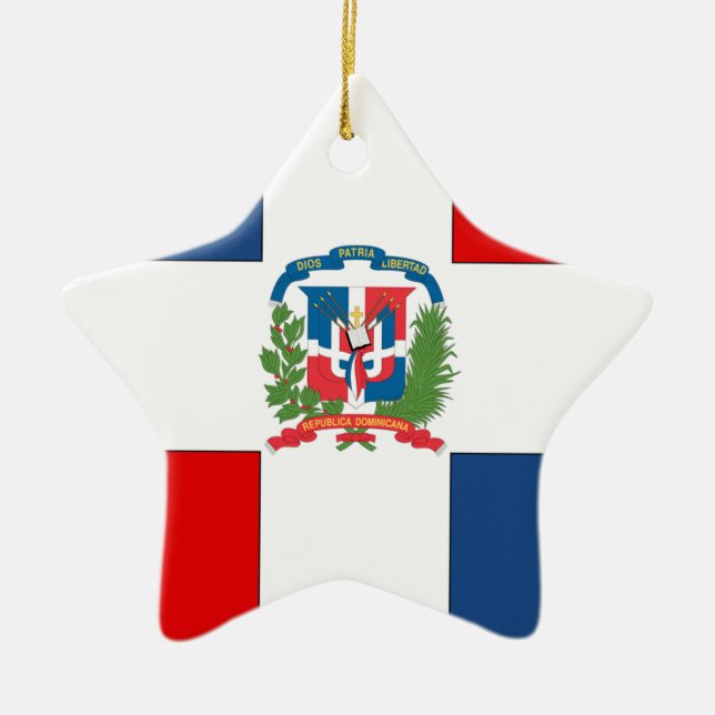 Ornement Étoile En Céramique La République Dominicaine (Devant)