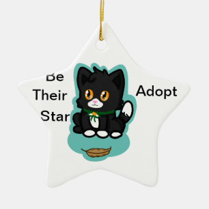 Ornement Étoile En Céramique Le chat noir adoptent