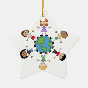 Ornement Étoile En Céramique Les Enfants Du Monde Entier