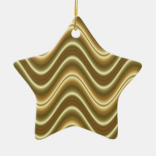 Ornement Étoile En Céramique lignes motif d'or