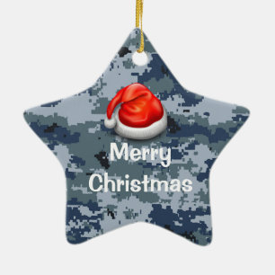 Ornement Étoile En Céramique L'ornement de Noël de l'étoile Camo de la Marine