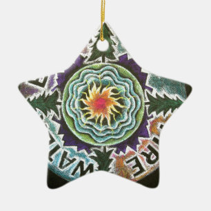 Ornement Étoile En Céramique Mandala de Sun de quatre éléments