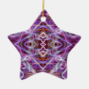 Ornement Étoile En Céramique Mandala en rose