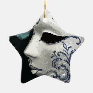 Ornement Étoile En Céramique MASCARADE 2 (bleu)