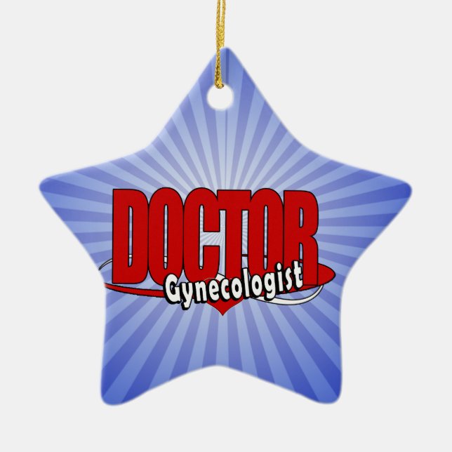ORNEMENT ÉTOILE EN CÉRAMIQUE MÉDECIN LOGO GYNECOLOGISTE (Devant)