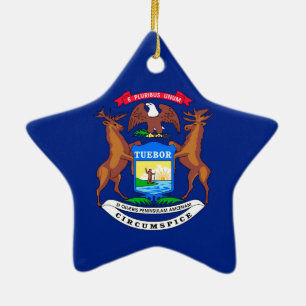 Ornement Étoile En Céramique Michigan State Flag Design