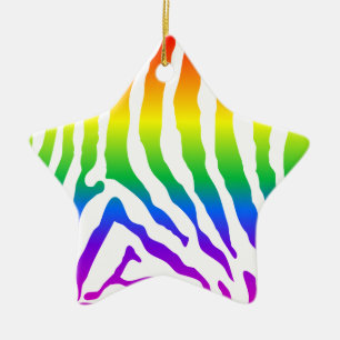 Ornement Étoile En Céramique Modèle Rainbow Zebra