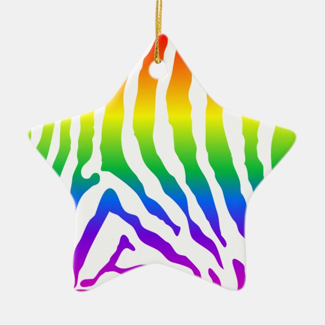 Ornement Étoile En Céramique Modèle Rainbow Zebra (Devant)