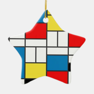 Ornement Étoile En Céramique Mondrian Style