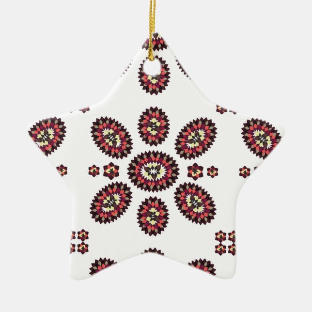 Ornement Étoile En Céramique Motif de fleurs Mandala (Devant)