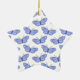 Ornement Étoile En Céramique Motif de papillon cosmique