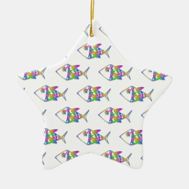 Ornement Étoile En Céramique Motif de poisson Abstrait (Devant)