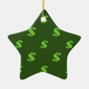 Ornement Étoile En Céramique Motif de signe dollar