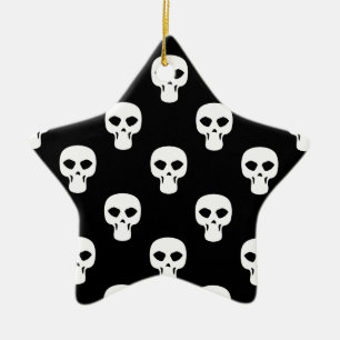 Ornement Étoile En Céramique Motif des crânes noirs et blancs