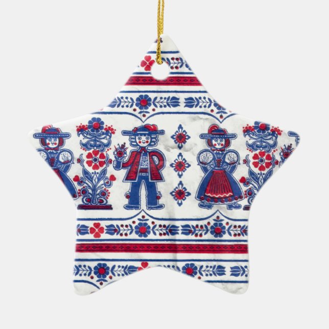 Ornement Étoile En Céramique Motif suisse traditionnel de folklore (Devant)