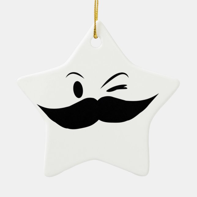 Ornement Étoile En Céramique Moustache Kinky (Devant)