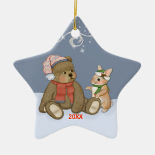 Ornement Étoile En Céramique Noël de neige Teddy