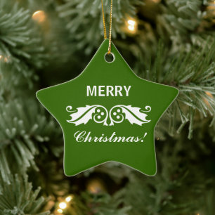 Ornement Étoile En Céramique Noël Holly Feuilles