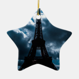 Ornement Étoile En Céramique Nuit bleue Tour Eiffel