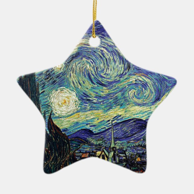 Ornement Étoile En Céramique Nuit étoilée par van Gogh (Devant)