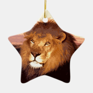 Ornement Étoile En Céramique OEuvre de Lion