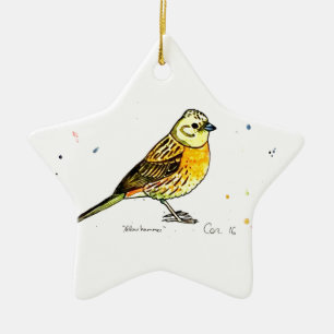 Ornement Étoile En Céramique Oiseau de bruant jaune
