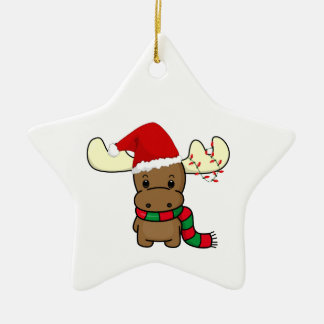 Ornement Étoile En Céramique Orignaux de Melvin comme Père Noël