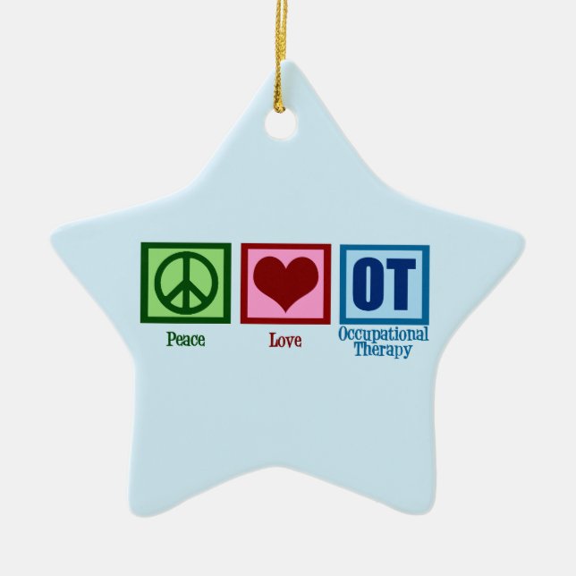 Ornement Étoile En Céramique OT Peace Love ergothérapie Blue Star (Devant)