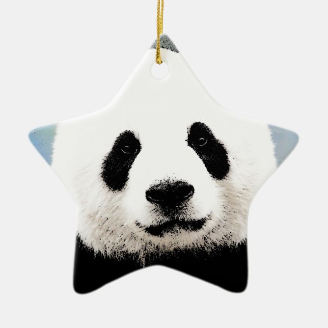 Ornement Étoile En Céramique Panda (Devant)