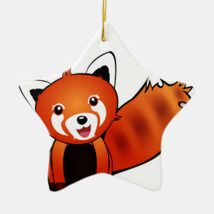Ornement Étoile En Céramique Panda Rouge