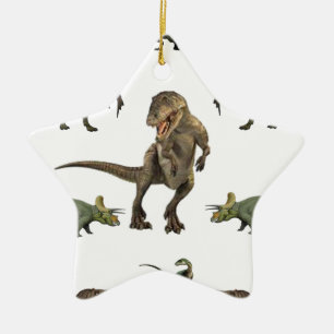 Ornement Étoile En Céramique Papier Dinosaure