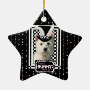 Ornement Étoile En Céramique Pâques - un certain lapin vous aime - Westie