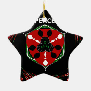 Ornement Étoile En Céramique "Peace : with Shield Emblem"