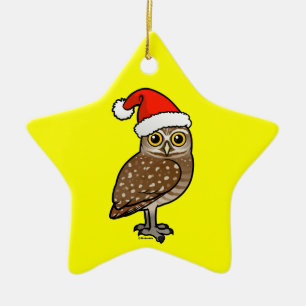 Ornement Étoile En Céramique Père Noël creusant le hibou