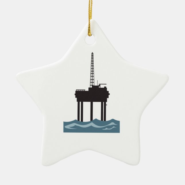 ORNEMENT ÉTOILE EN CÉRAMIQUE PETITE RIG D'HUILE HORS-MER (Devant)