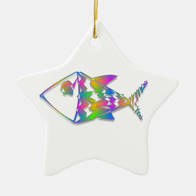 Ornement Étoile En Céramique Poisson Abstrait (Devant)