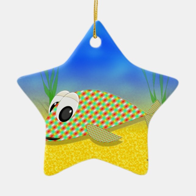 Ornement Étoile En Céramique Poisson Carton mignon (Devant)