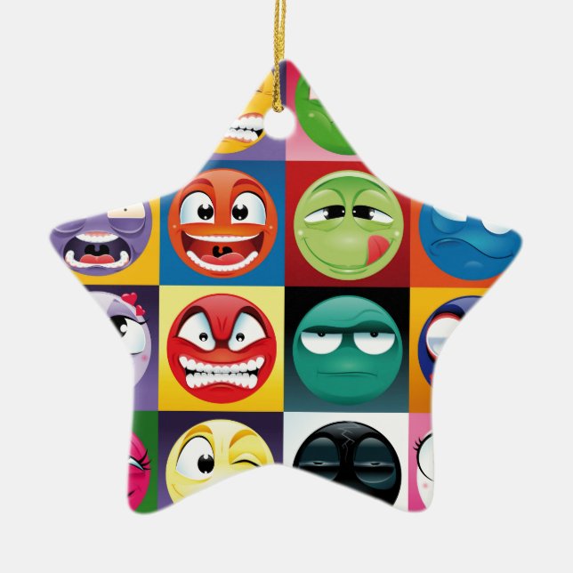 Ornement Étoile En Céramique pop art emojis (Devant)