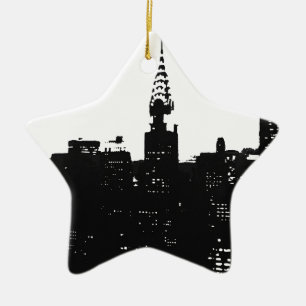 Ornement Étoile En Céramique Pop Art New York Silhouette