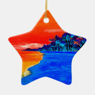 Ornement Étoile En Céramique Pop Art Plage Exotique Palmiers