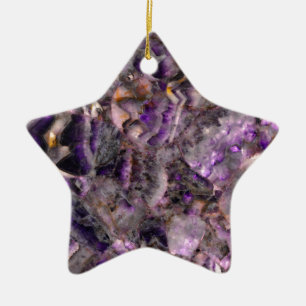 Ornement Étoile En Céramique Quartz d'Améthyste violet Abstrait, granit violet