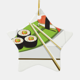 Ornement Étoile En Céramique Repas de sushi