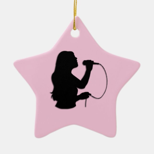 Ornement Étoile En Céramique Rose de chanteuse (Devant)