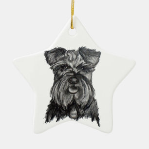Ornement Étoile En Céramique Schnauzer allemand miniature