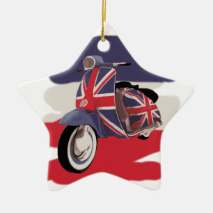 Ornement Étoile En Céramique Scooter de Britannique d'Union Jack
