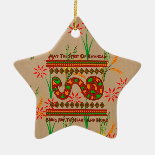 Ornement Étoile En Céramique Serpent de Kwanzaa (Devant)