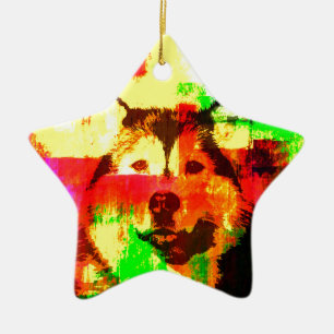 Ornement Étoile En Céramique Sibérie Husky Chig Art