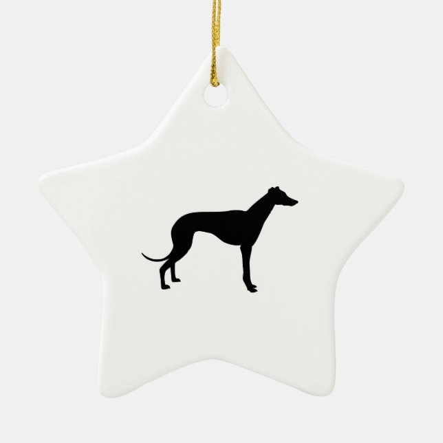 Ornement Étoile En Céramique Silhouette Greyhound (Devant)