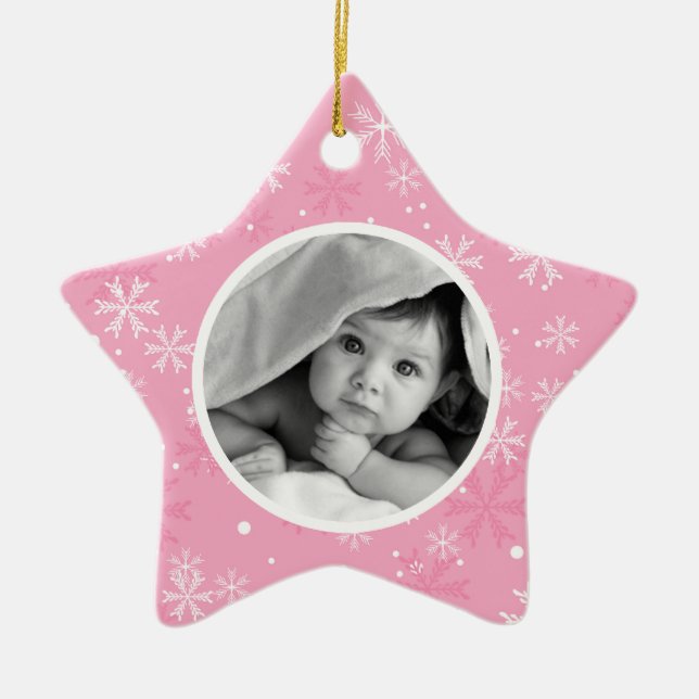 Ornement Étoile En Céramique Snowflakes Motif Photo Noël (Devant)